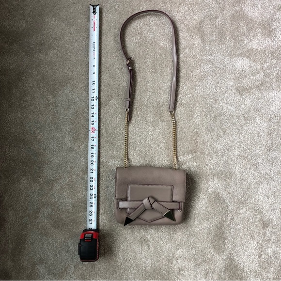 Karl Lagerfeld Leather Crossbody Bag in Grey / Purple with Silver Chain Strap - Picture 11 of 12